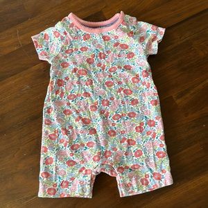 Mini Boden floral shorty romper 6-12m